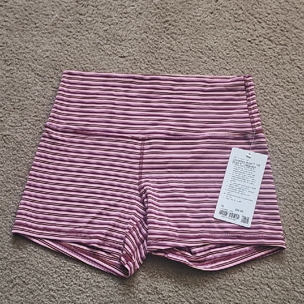 Lululemon Athletica Pink Striped High Waist Shorts